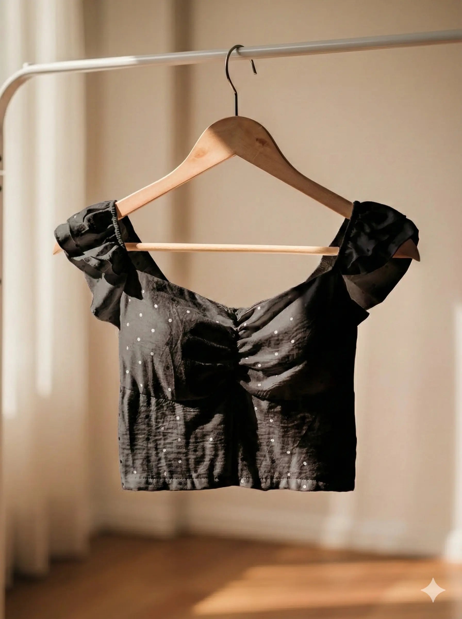 Polka Puff-Sleeve Padded Top The Twyra Collections