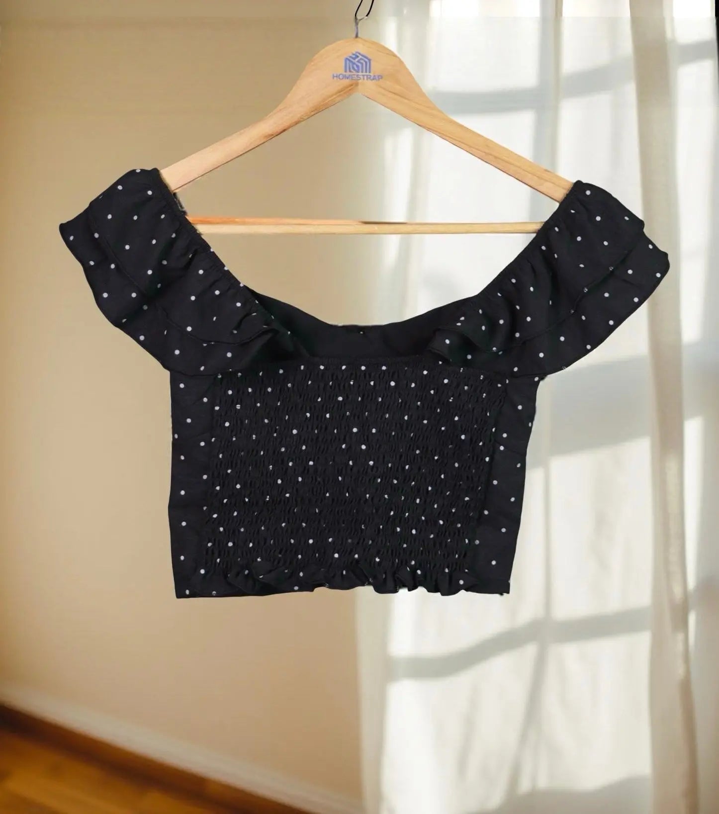 Polka Puff-Sleeve Padded Top The Twyra Collections