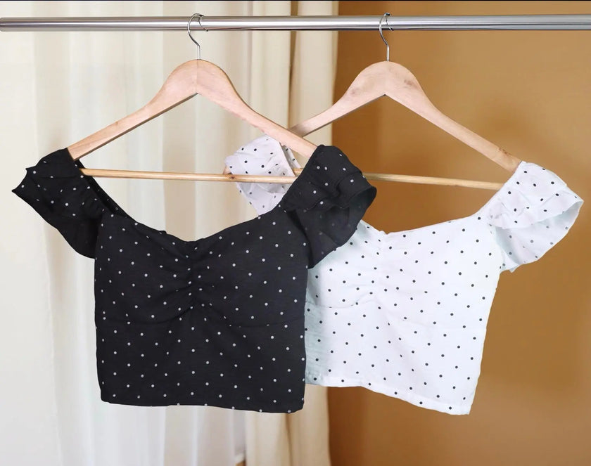 Polka Puff-Sleeve Padded Top The Twyra Collections