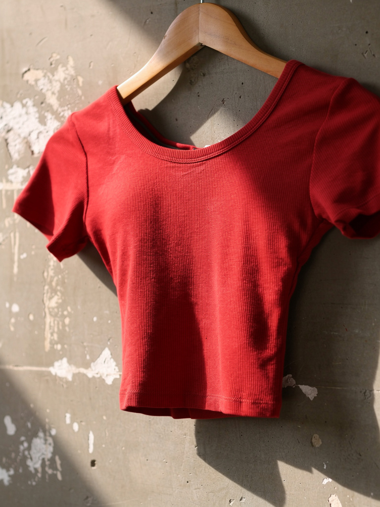Classic Padded Ribbed Crop Tee