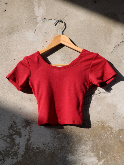 Classic Padded Ribbed Crop Tee