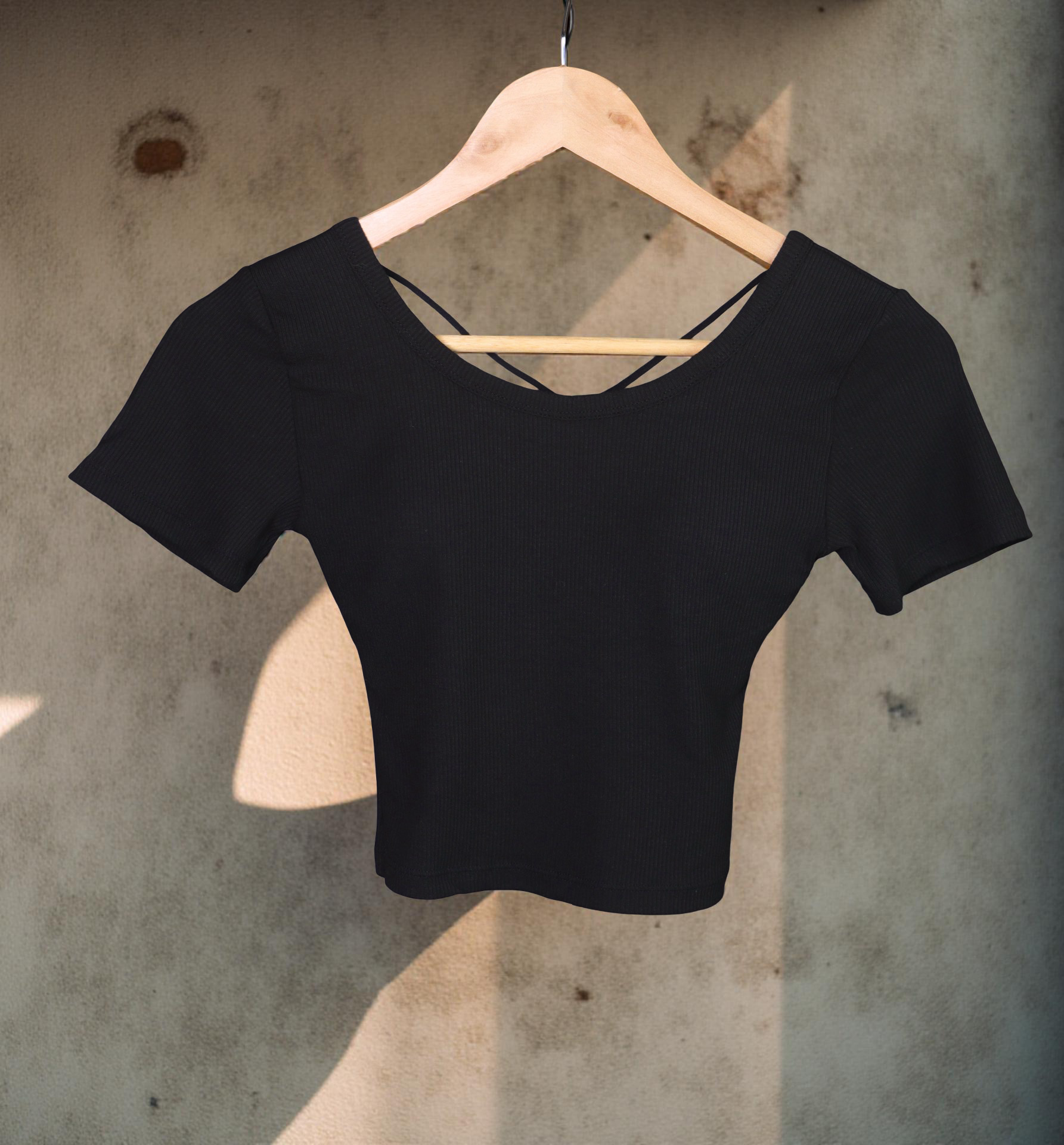 Classic Padded Ribbed Crop Tee