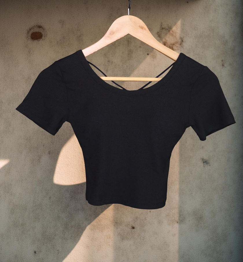 Classic Padded Ribbed Crop Tee