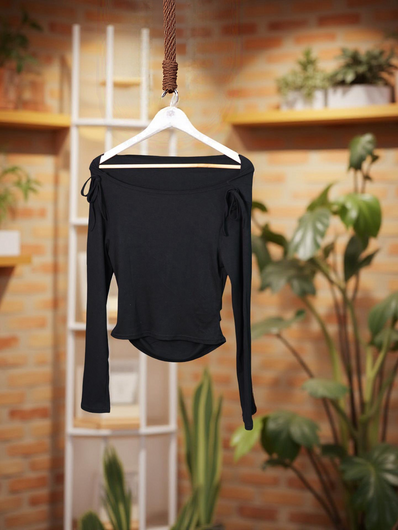 Tie-Detail Ribbed Top (Non-Padded)