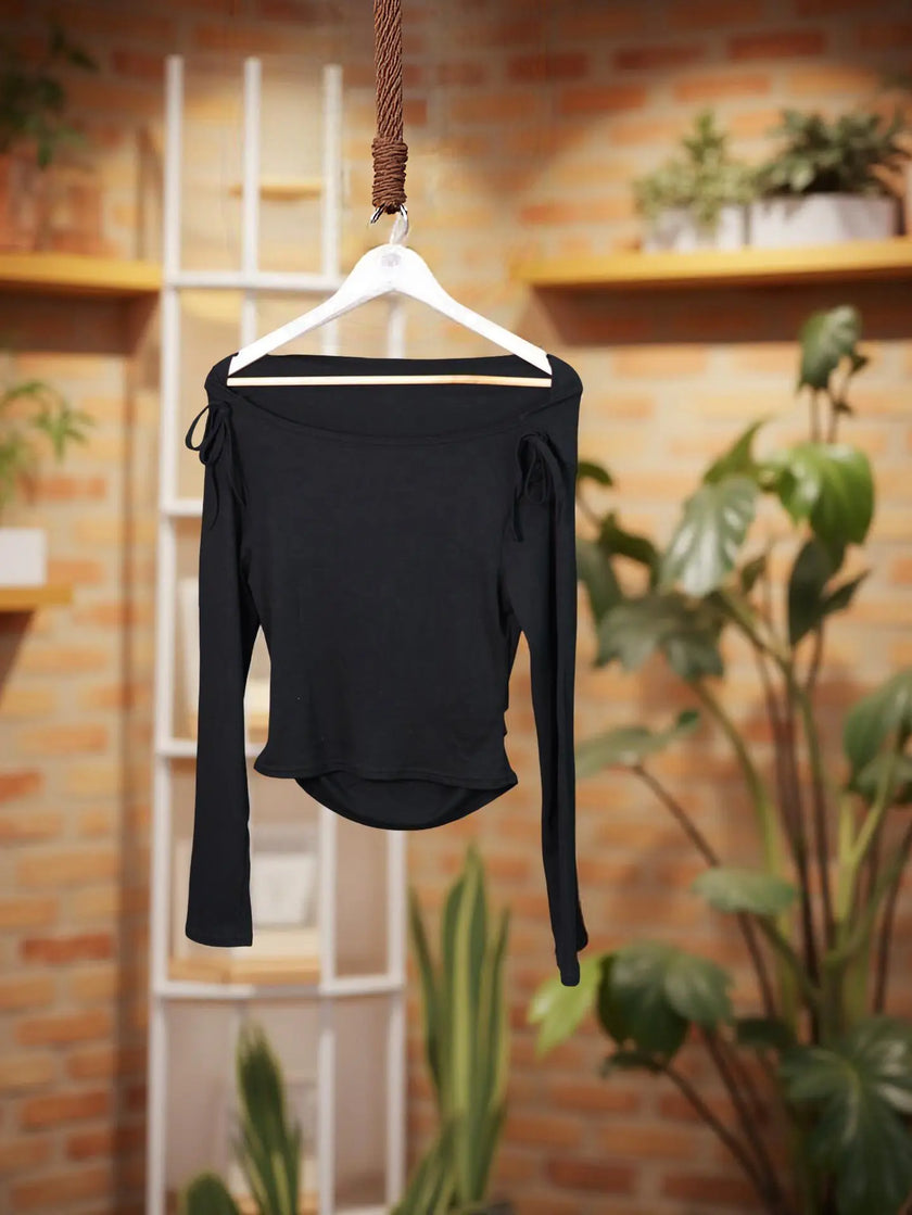Tie-Detail Ribbed Top (Non-Padded) The Twyra Collections