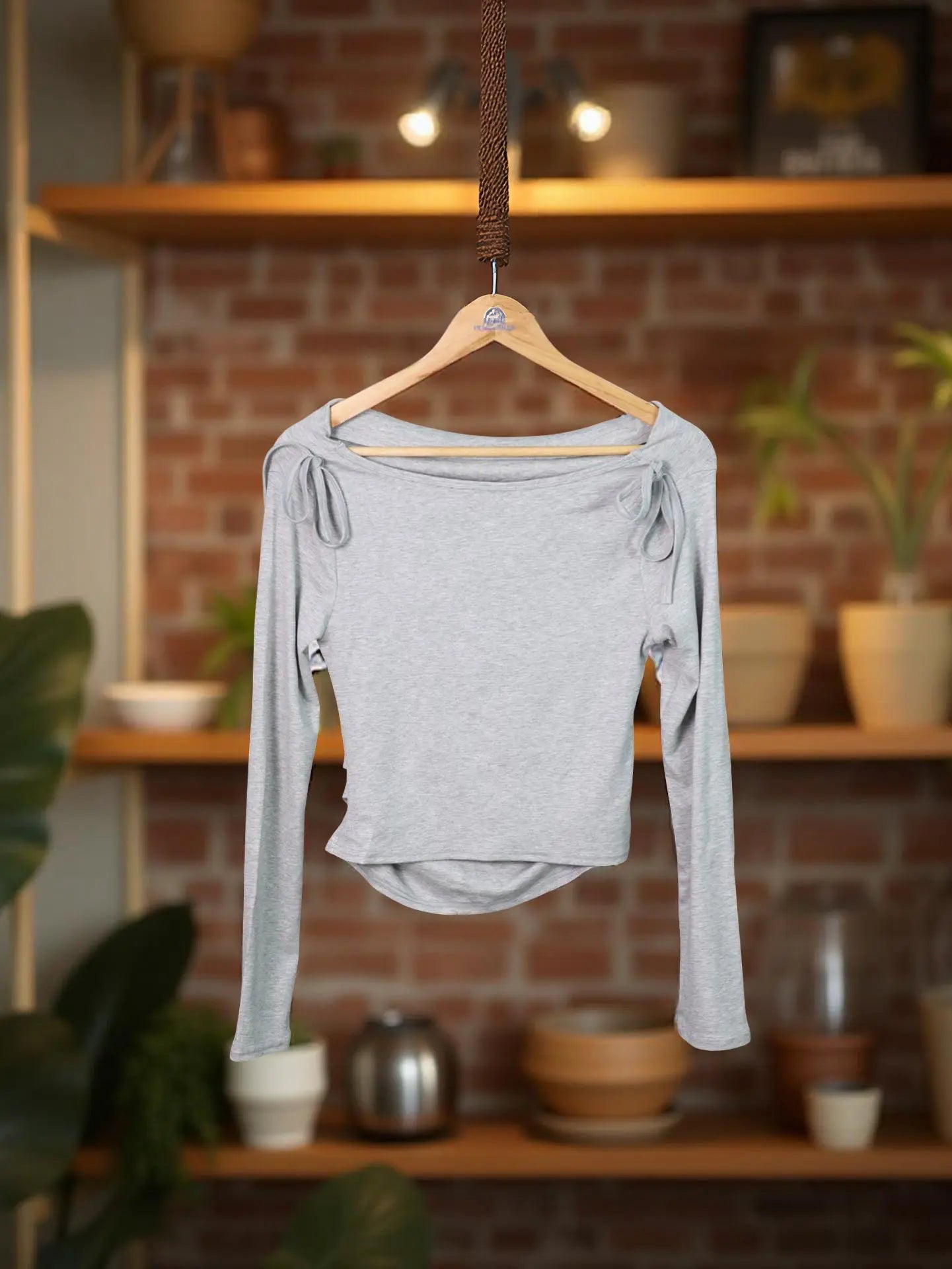 Tie-Detail Ribbed Top (Non-Padded) The Twyra Collections