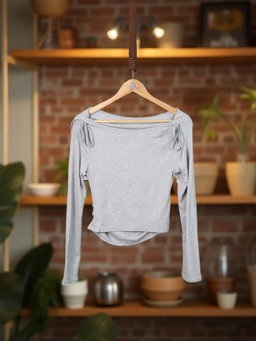 Tie-Detail Ribbed Top (Non-Padded) The Twyra Collections