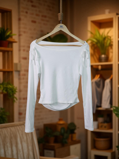 Tie-Detail Ribbed Top (Non-Padded)