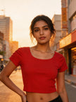 Cross Curve Padded Crop Top The Twyra Collections