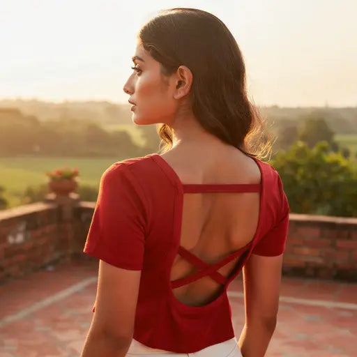 Cross Curve Padded Crop Top The Twyra Collections