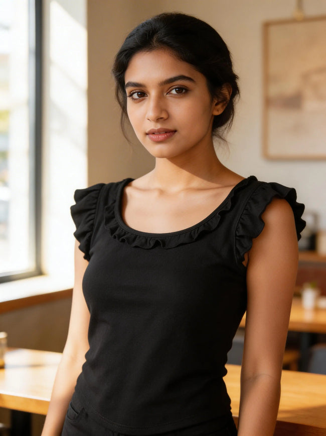 Ruffle Charm Padded Top The Twyra Collections