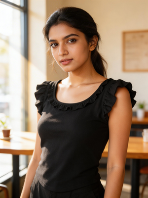 Ruffle Charm Padded Top