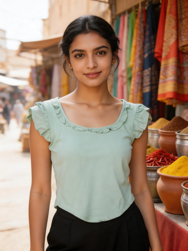 Ruffle Charm Padded Top The Twyra Collections
