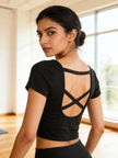 Cross Curve Padded Crop Top The Twyra Collections