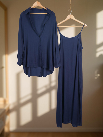 Fluid Dress & Overlay Set (2-Piece)