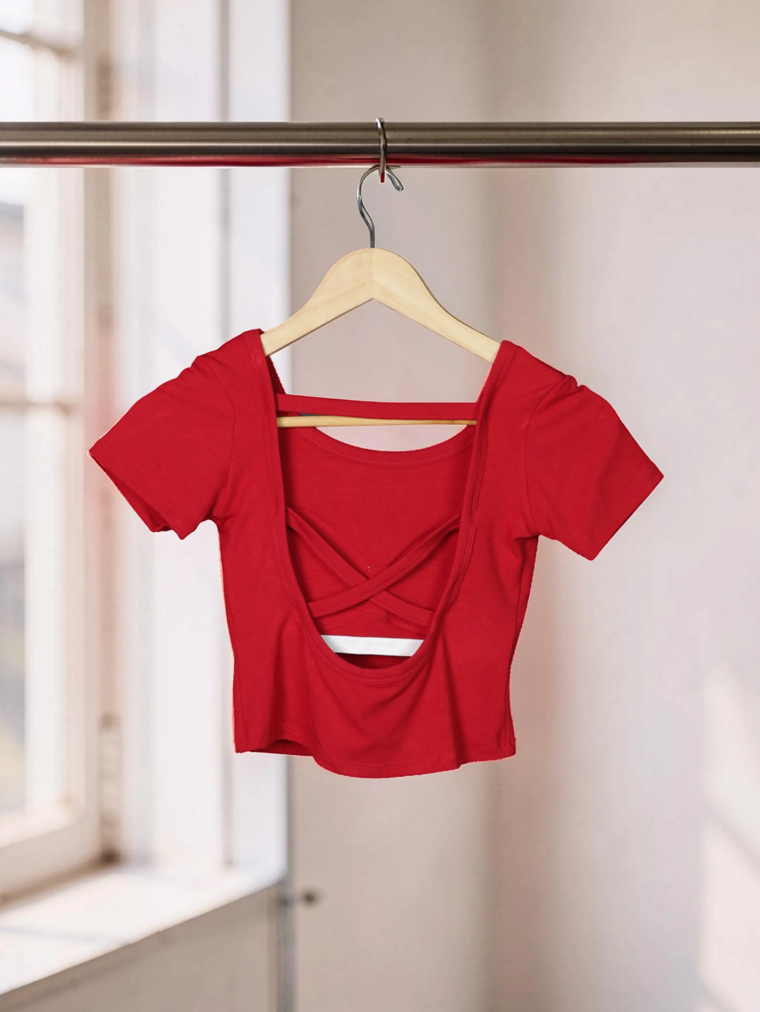 Cross Curve Padded Crop Top The Twyra Collections