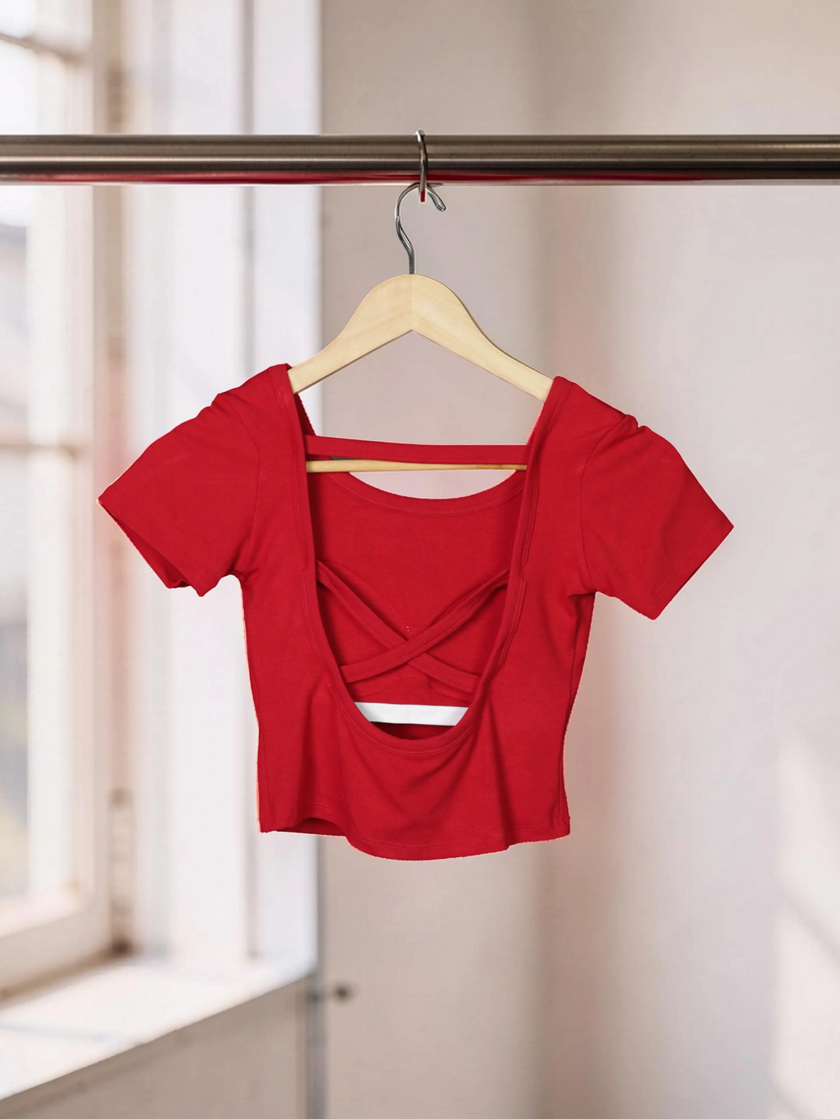 Cross Curve Padded Crop Top The Twyra Collections