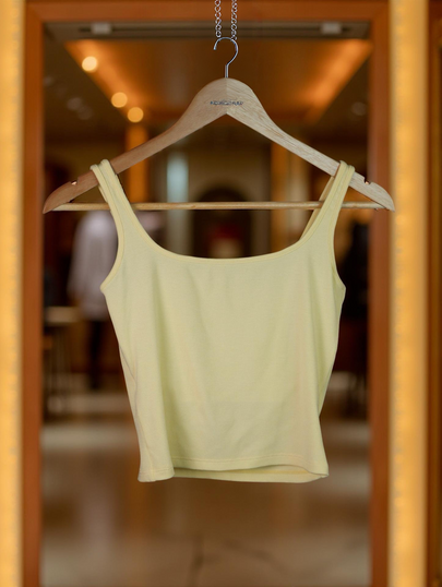 Square-Neck Padded Ribbed Top