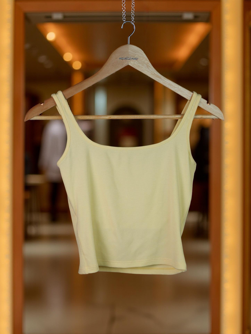 Square-Neck Padded Ribbed Top