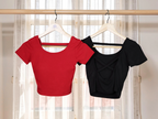 Cross Curve Padded Crop Top The Twyra Collections
