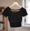 Cross Curve Padded Crop Top The Twyra Collections