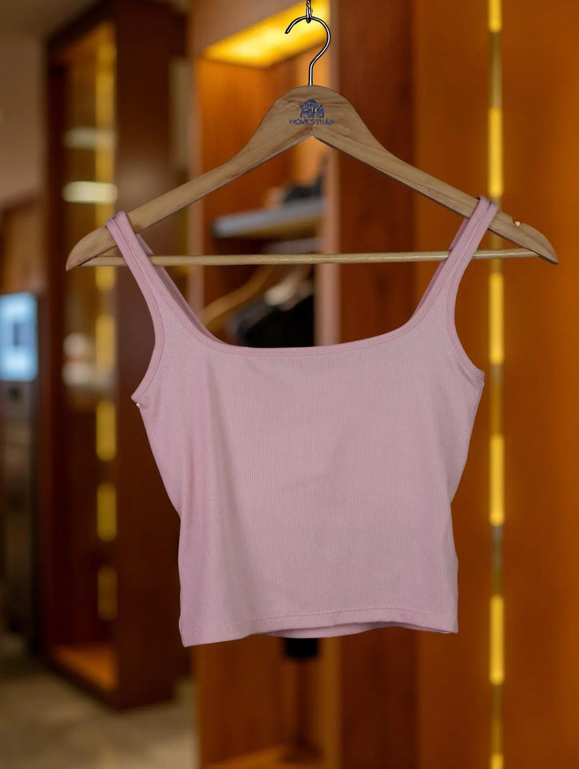 Square-Neck Padded Ribbed Top The Twyra Collections