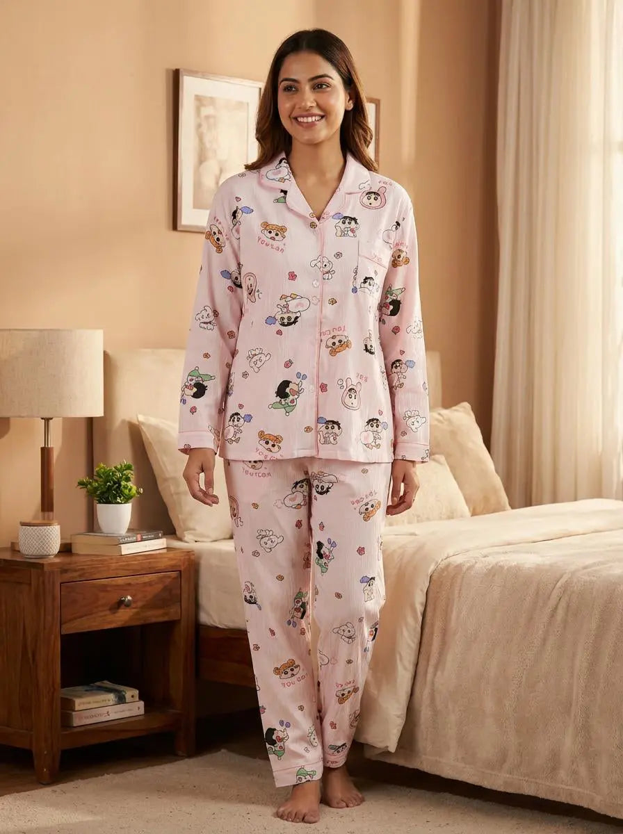 Cozy Cartoon Night Suit Set The Twyra Collections